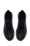 Male Black Lace-Up Thick-Soled Leather Sneaker | Derimod