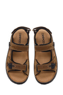 Men's Brown Double Strap Leather Sandals | Derimod