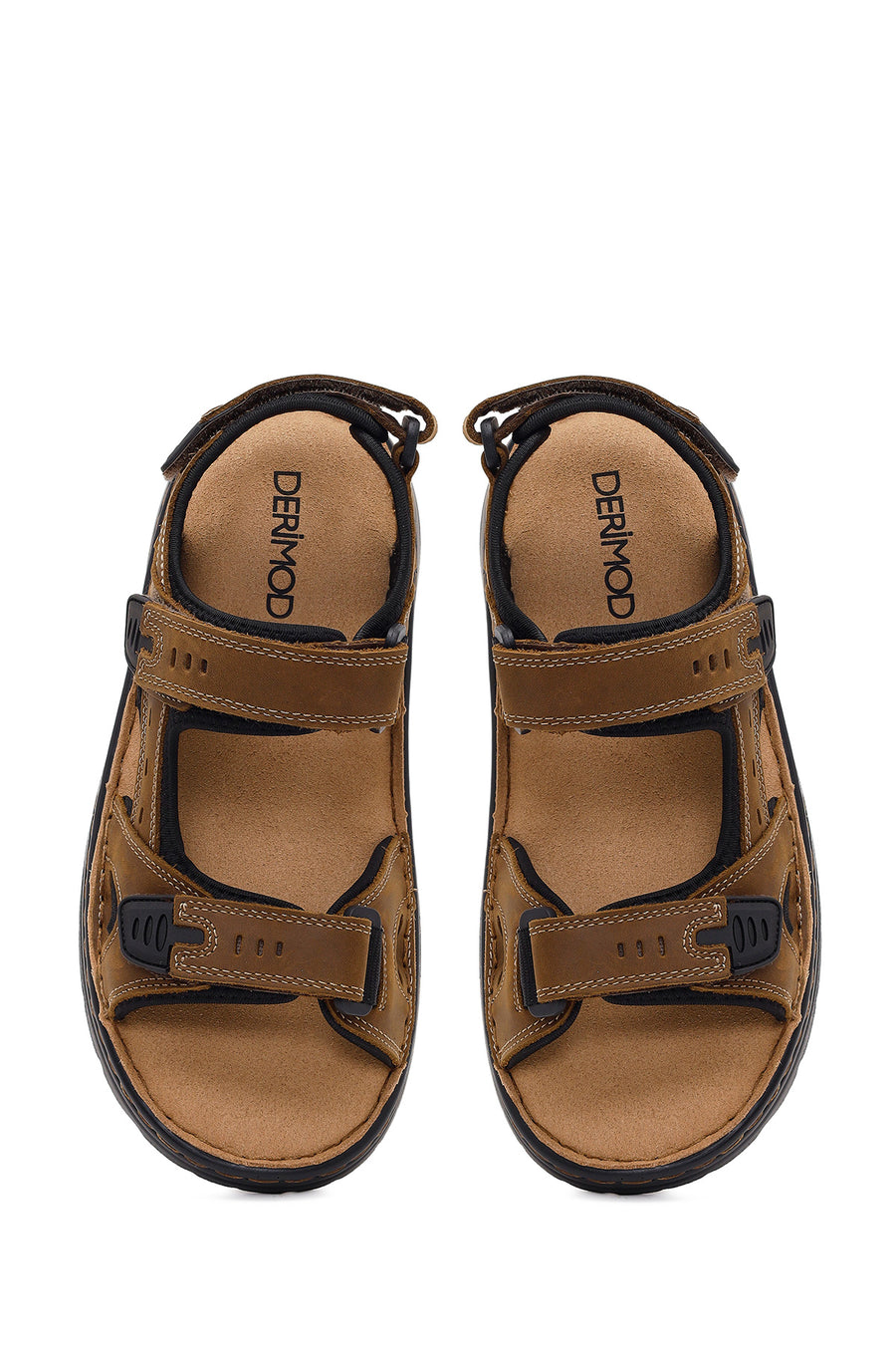 Men's Brown Double Strap Leather Sandals