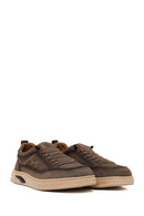 Derimod Zero Male Khaki Lace-Up Thick-Soled Fabric Sneaker | Derimod
