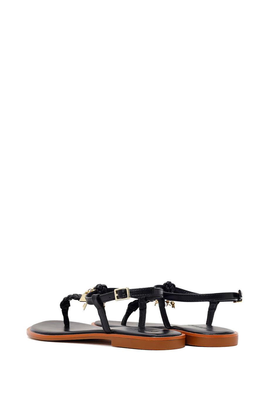Woman Black Accessory-Embellished Toe-Post Sandals