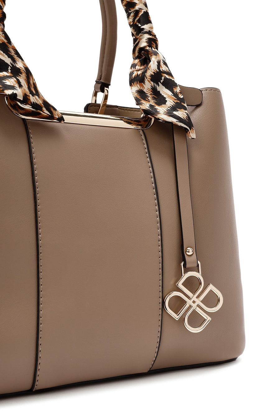 Women's Beige Long Strap Handbag with Accessory Detail
