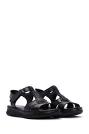 Women's Black Ankle Strap Leather Comfort Sandals | Derimod