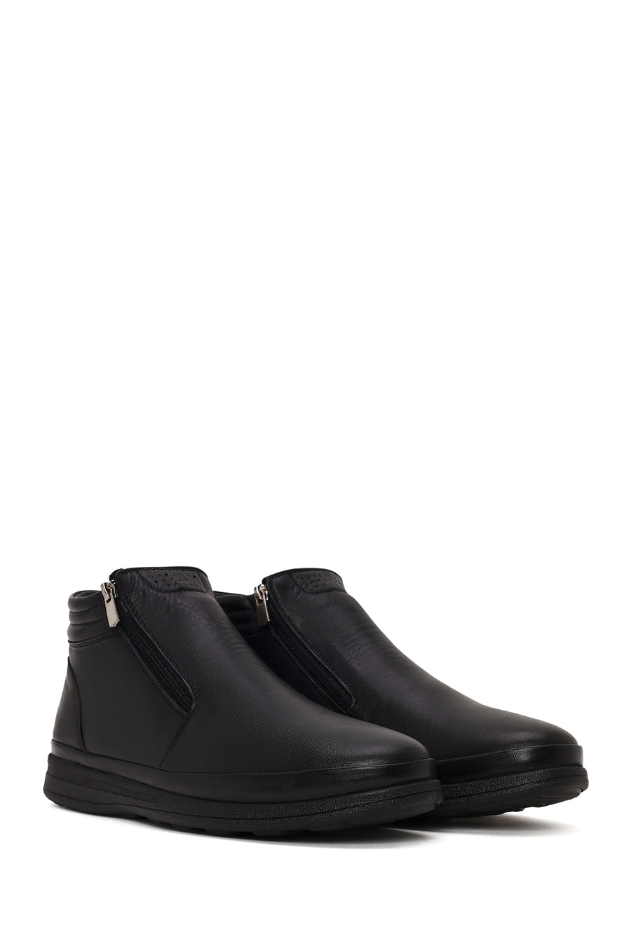Male Black Zip Closure Leather Boots