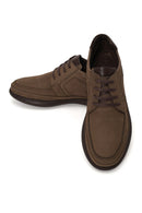 Male Beige Lace-up Thick-soled Nubuck Leather Boots | Derimod