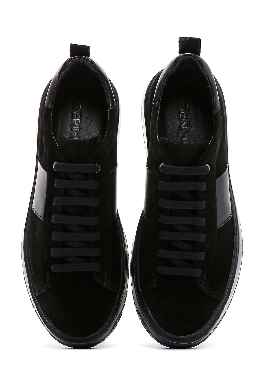 Men's Black Suede Leather Thick Soled Sneaker