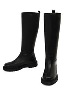 Women's Black Thick Soled Leather Boots | Derimod