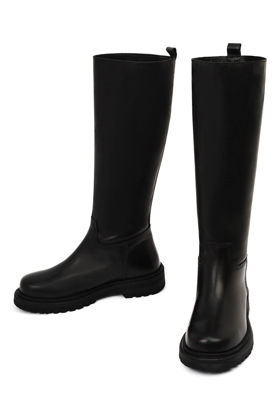 Women's Black Thick Soled Leather Boots