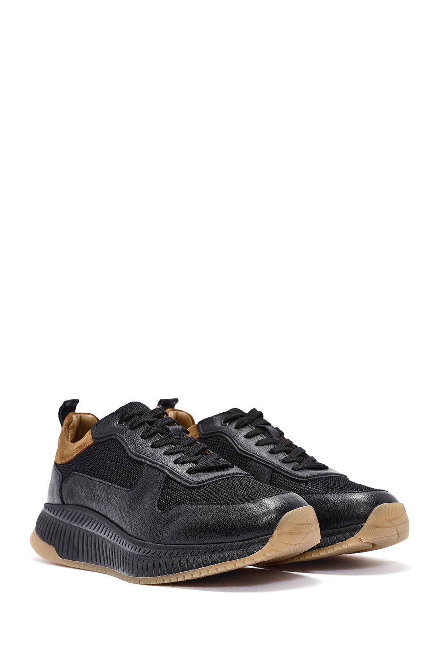 Men's Black Lace-up Leather Sneaker
