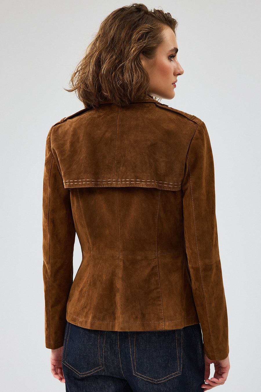 Giselle Women's Tan Short Suede Leather Jacket