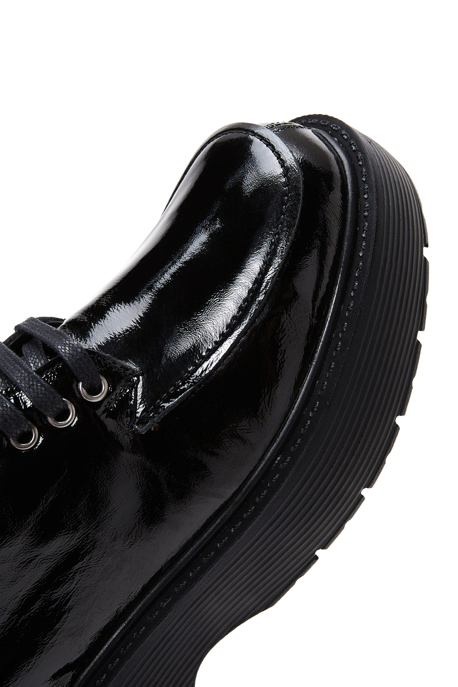 Women's Black Patent Leather Thick Soled Shoes