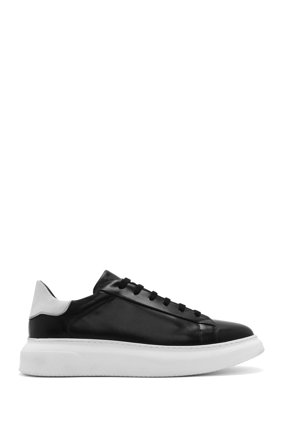 Erkek Siyah Bağcıklı Kalın Tabanlı Deri Sneaker 25SFD740518 | Derimod