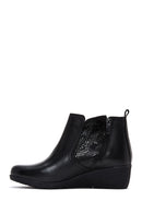 Women's Black Leather Wedge Heel Boots | Derimod