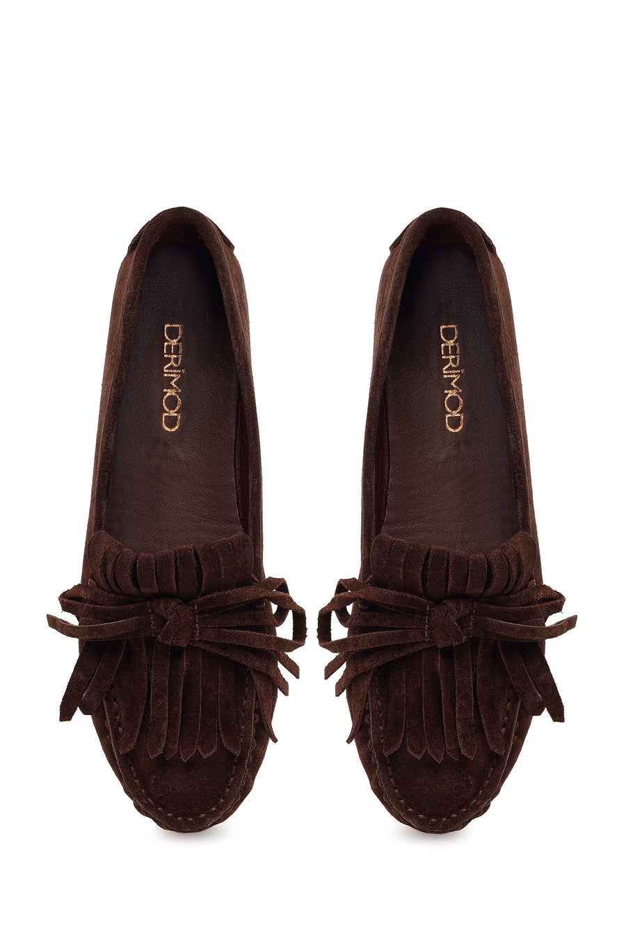 Woman Brown Tasselled Suede Leather Loafers