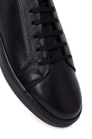 Erkek Siyah Bağcıklı Deri Sneaker | Derimod