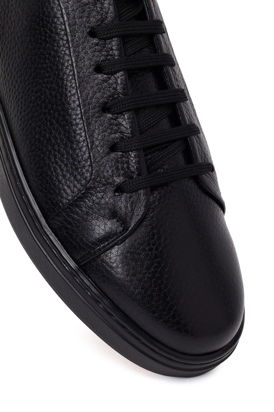Male Black Lace-Up Leather Sneaker