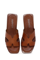 Women's Tan Leather Slippers | Derimod