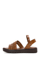 Women's Tan Leather Bodrum Sandals | Derimod