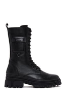 Women's Black Thick Soled Leather Boots | Derimod