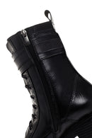 Women's Black Zipper Heeled Leather Boots | Derimod