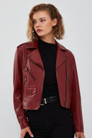 New Look Kadın Bordo Biker Ceket | Derimod