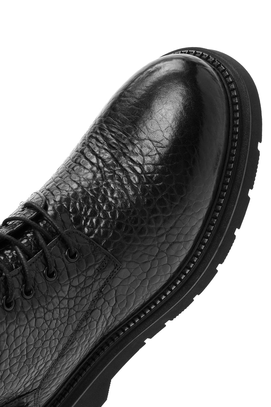 Men's Black Zippered Leather Casual Combat Boots