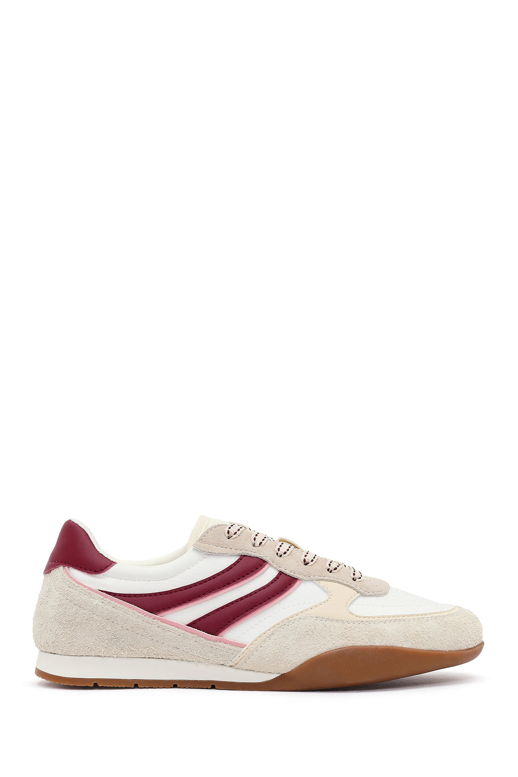 Kadın Bej Bağcıklı Deri Sneaker