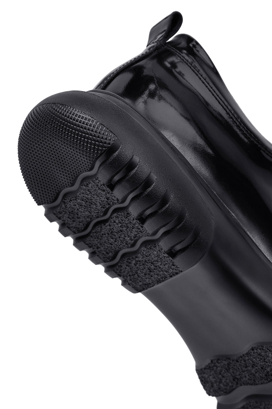 Men's Black Lace-Up Thick-Soled Leather Casual Shoe