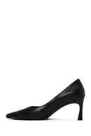Woman Black Thin-Heeled Leather Stiletto | Derimod