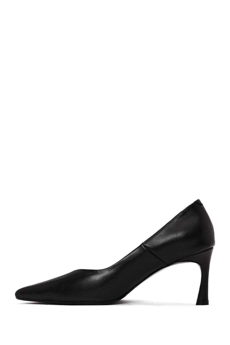 Woman Black Thin-Heeled Leather Stiletto
