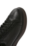 Men's Black Lace-up Thick-Sole Leather Sneaker | Derimod