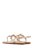 Women's Gold Flip-Flop Stone Sandals | Derimod
