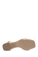 Women's Gold Ankle Buckle Low Heel Metallic Sandals | Derimod