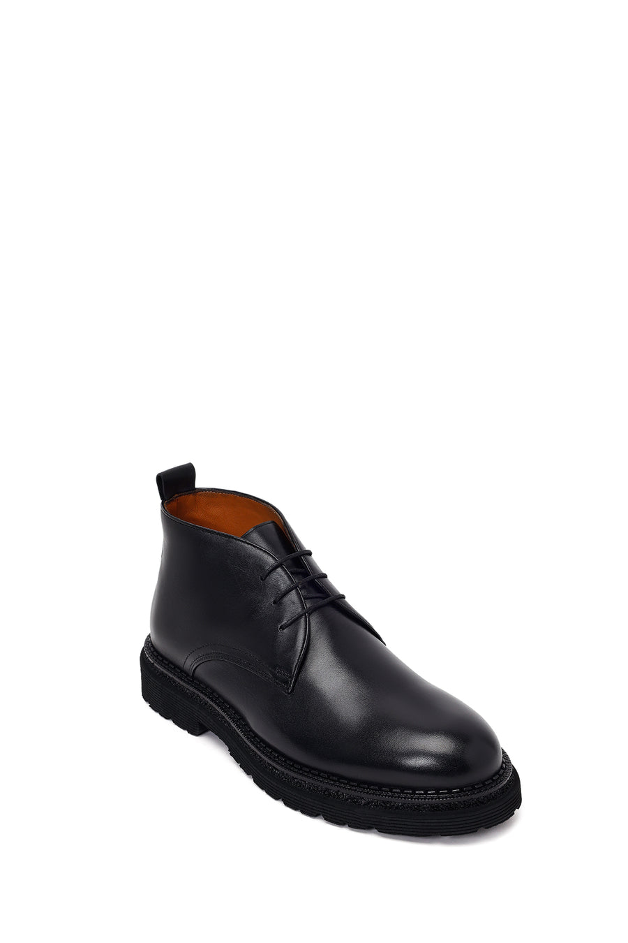 Male Black Lace-up Leather Casual Boots
