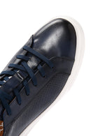 Men's Navy Blue Lace-Up Leather Sneaker | Derimod