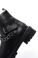 Women's Black Chain Zippered Casual Boots | Derimod