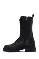 Women's Black Thick Soled Leather Boots | Derimod