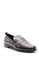 Women's Snakeskin Patterned Leather Loafer | Derimod