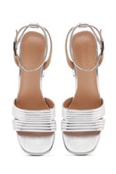 Women's Silver Metallic Thick Heeled Sandals | Derimod