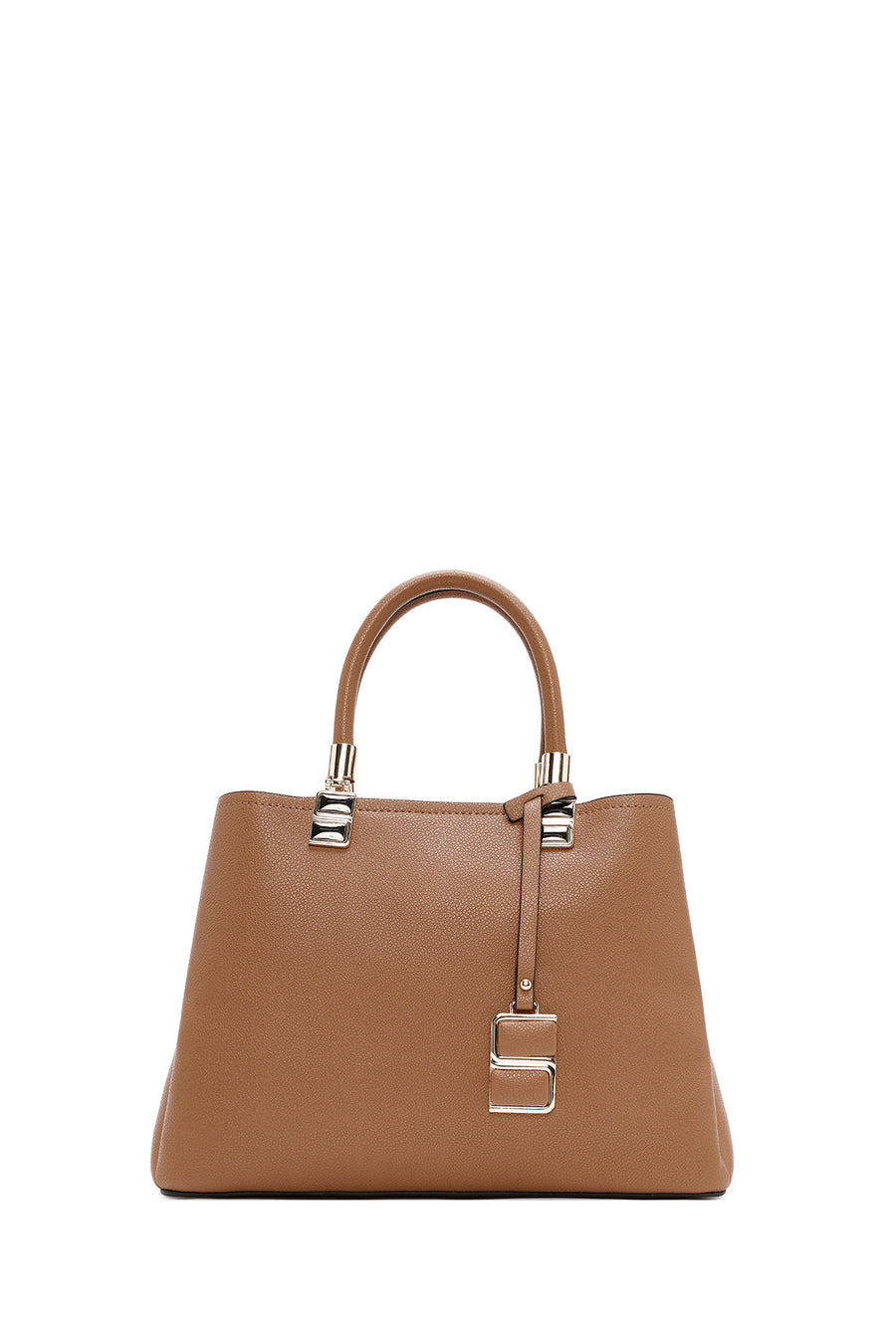 Women's Tan Long Strap Handbag with Accessory Detail