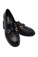 Woman Black Buckled Leather Masculine Loafer | Derimod
