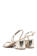 Women's Gold Ankle Buckle Low Heel Metallic Sandals | Derimod
