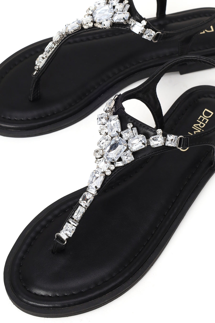 Woman Black Stone-Embellished Flip-Flop Sandal