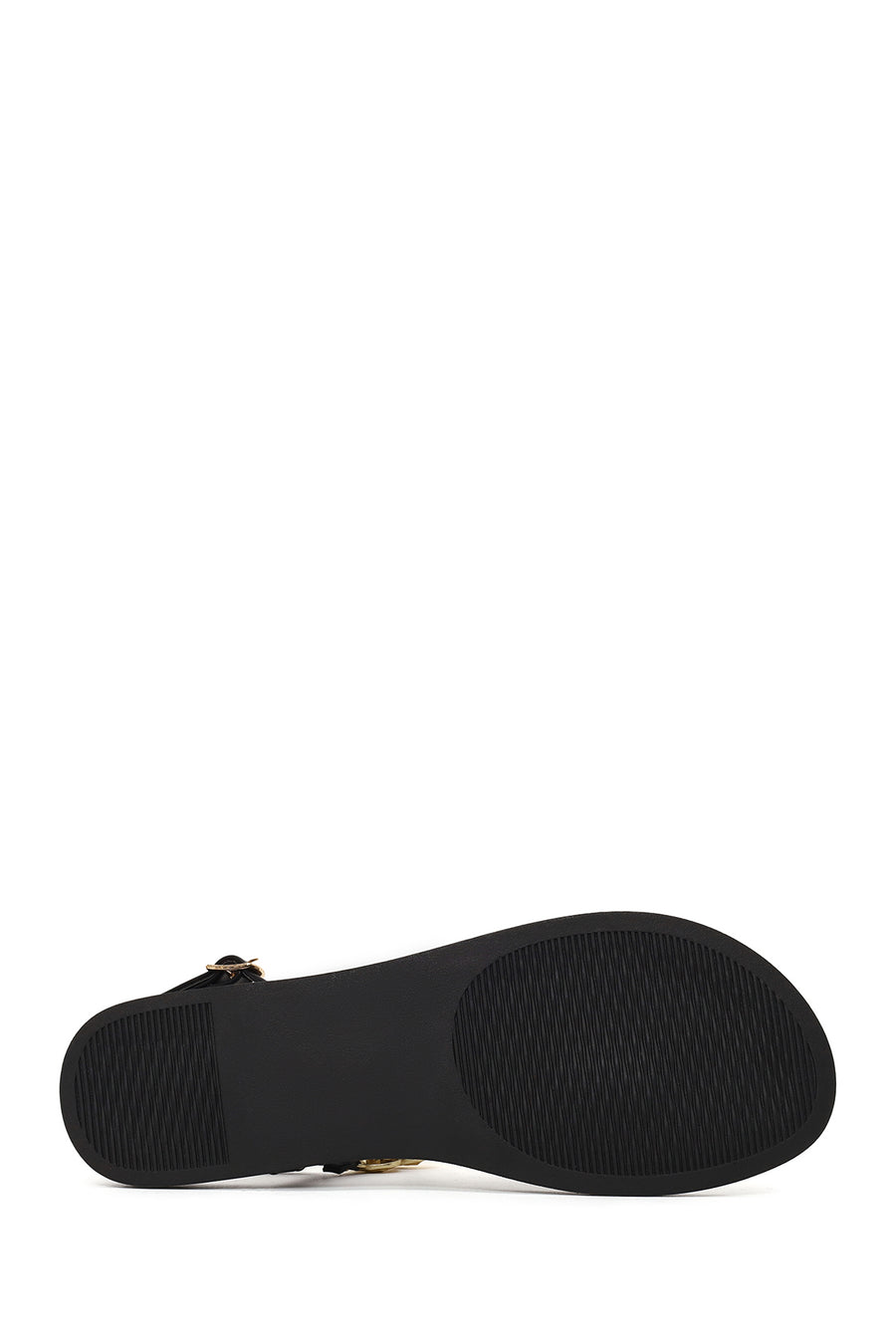 Woman Black Buckled Toe-Post Sandal