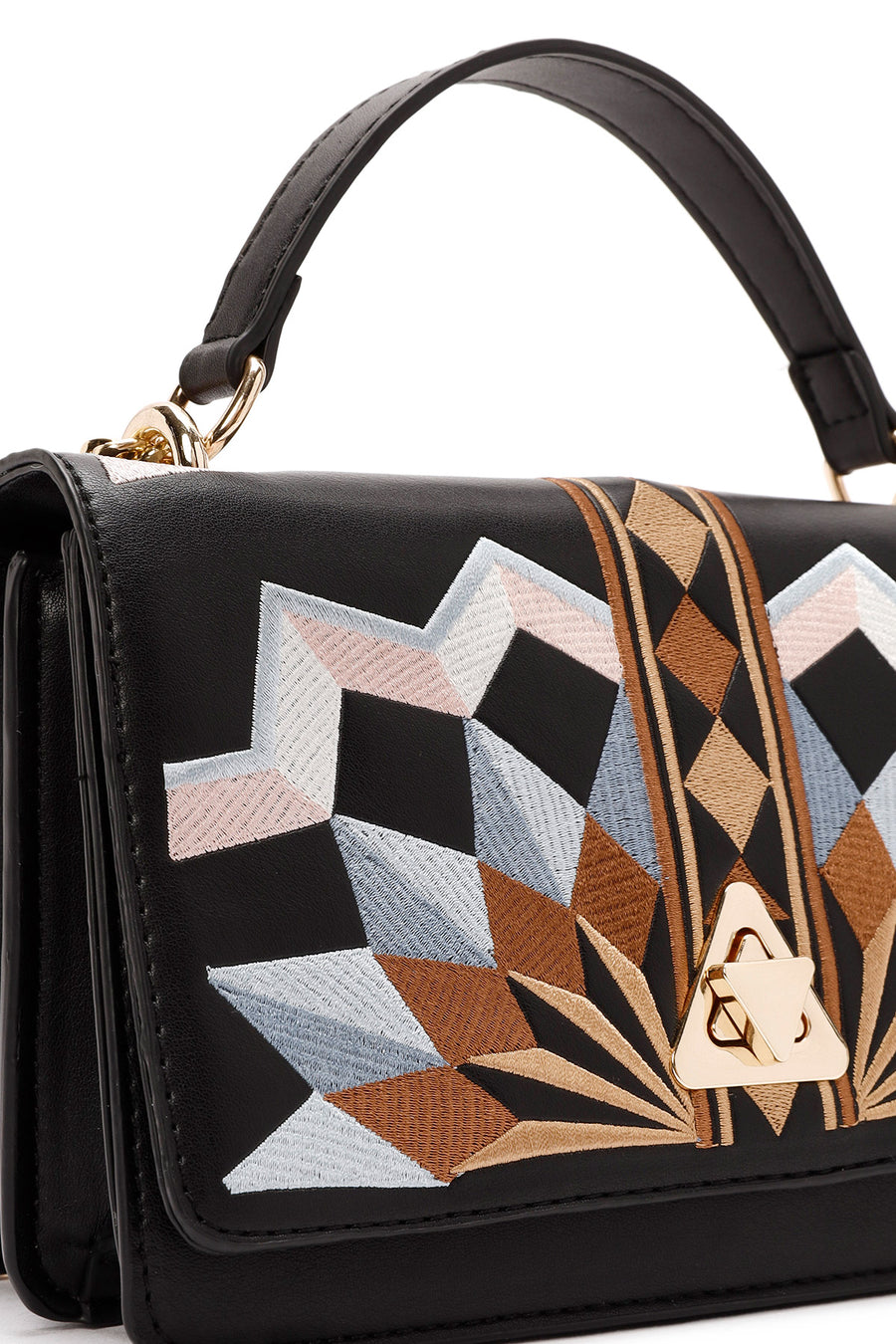 Woman Black Long-Strap Printed Shoulder Bag