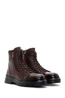 Men's Brown Leather Zippered Casual Boots | Derimod