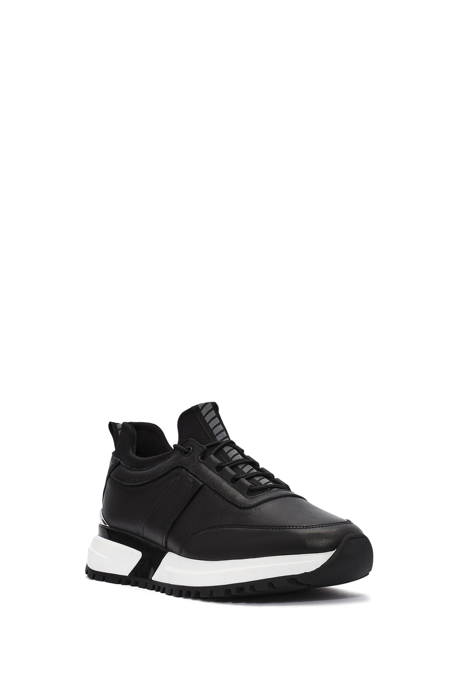Men's Black Lace-up Leather Sneaker