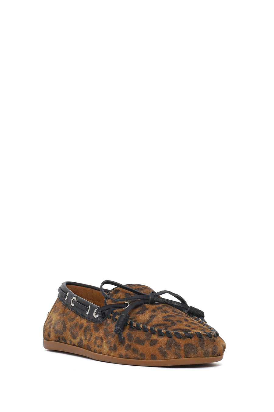 Kadın Leopar Desenli Süet Deri Loafer