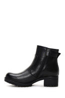 Women's Black Leather Buckle Heeled Boots | Derimod