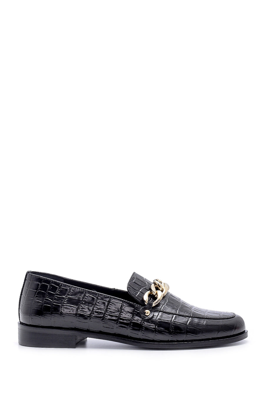 Women's Leather Crocodile Patterned Loafer 20WFD1395E3 | Derimod